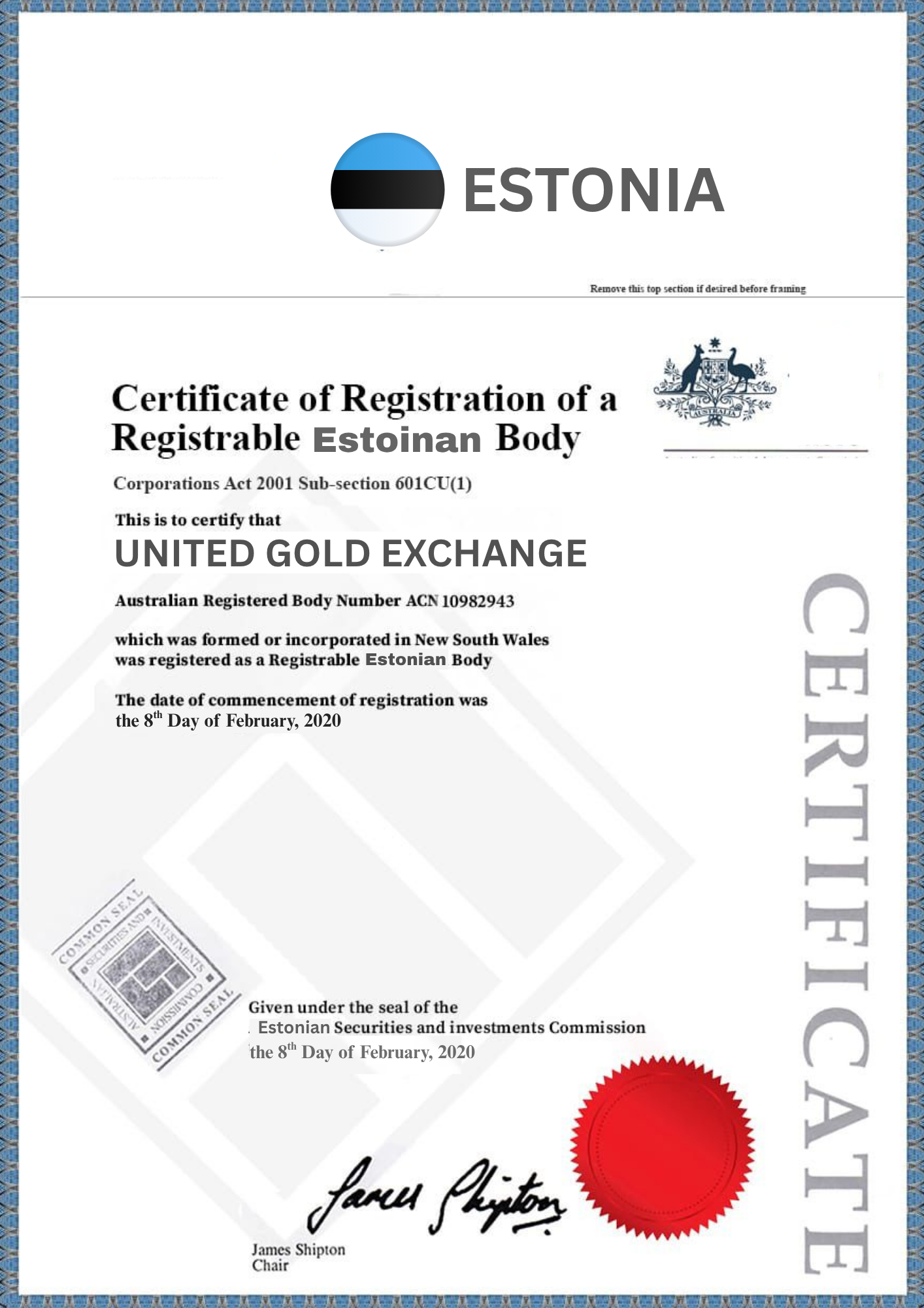 BMA Membership Certificate